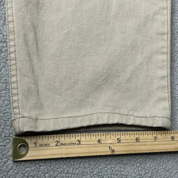 Levis 555 Jeans Mens 34x29.5 Tan Khaki Relaxed Fit Straight Leg Orange Tab USA - Picture 15 of 16